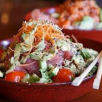 Keto Poke · your choice of sushi-grade raw ahi tuna or raw salmon in a sweet & spicy sauce served over a...