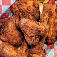 Random 6 Piece Meal · Six pieces of mixed white/dark meat fried chicken with your choice of any two sides.