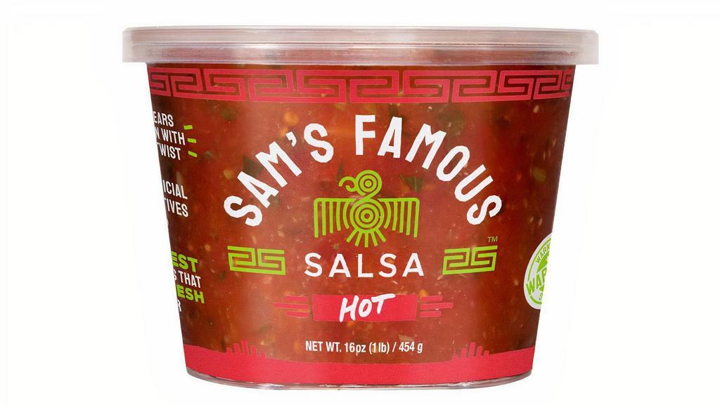 Sam'S Famous Salsa - Hot Salsa - 16 Oz Container · A traditional Mexican Salsa with over 100 years of tradition and a modern twist!
