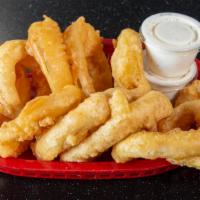 5 Piece Beer Battered Onion Rings · Served with homemade ranch dipping sauce.