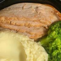 Hot Turkey Sandwich · Roast turkey cooked in oven for 3 hours, smothered in homestyle turkey gravy, served with a ...