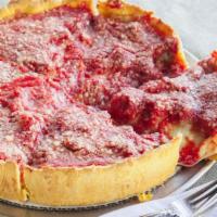 Deep Dish Pizza (Individual) · Pan pizza topped with beggars special blend deep dish sauce and seasoning.