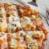 Bbq Chicken Signature Thin Crust Pizzas · Sweet baby ray's BBQ sauce tops the crust and is layered with chunks of chicken and topped w...