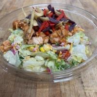 Bbq Chicken - Small · Iceberg and Romaine, pickled red onions, grape tomatoes, corn, Cheddar Cheese, grilled BBQ c...
