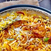 Shrimp Biryani (Any Soda In Just $1) · Saffron basmati rice cooked with flavorful pieces of marinated shrimp.