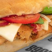 Large Chicken Club · Fat-free chicken, bacon, cheese, onions, lettuce, tomatoes and mayo.