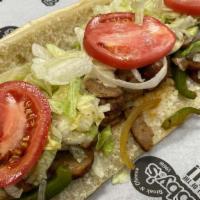 Small Italian Sausage · Italian sausage, cheese, green peppers, onions, lettuce, tomatoes, Tubby's famous dressing.