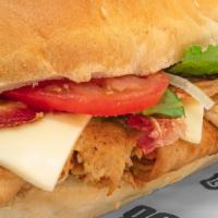 Small Chicken Club · Fat-free chicken, bacon, cheese, onions, lettuce, tomatoes, mayo.