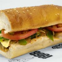 Hot Veggie Stir Fry Sub · Made with mushrooms, green peppers, broccoli, onions, cheese, lettuce, tomato, and famous dr...