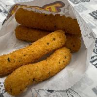 Cheese Sticks · Deep fried breaded sticks filled with mozzarella cheese.