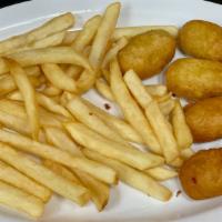 Mini Corn Dog · served with fries or rice & beans