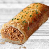 Sausage Plant Roll · Vegan. Plant based mince, crushed tomato, carrot, onion and garlic.