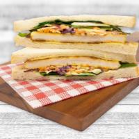 Chicken Schnitzel Sandwich · On white bread.