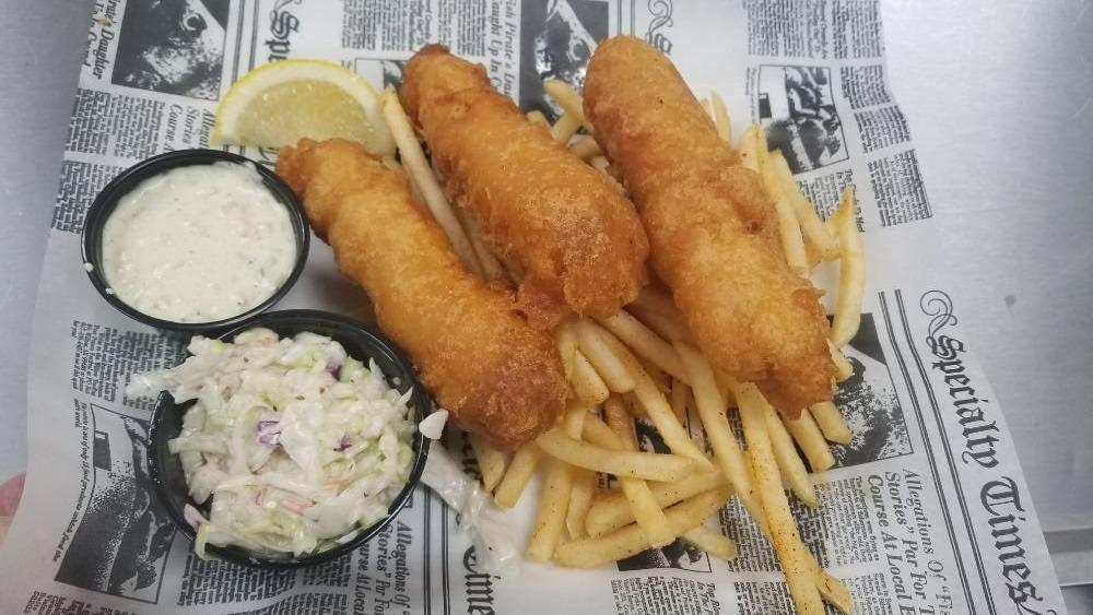 Fish & Chips · Beer battered cod, hand-dipped and fried served with house made tartar sauce.