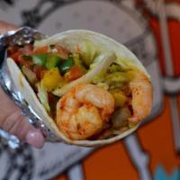 Baja Shrimp Taco · Limited Time Baja Shrimp Taco with a flour tortilla, rice, baja shrimp, jicama slaw, fresh p...
