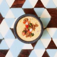 Smoked Cheddar Queso · smokey cheddar queso, topped with pico de gallo and ground beef