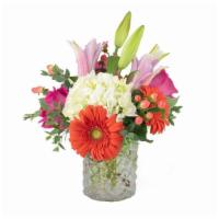 Bold Blooms · The bold and beautiful. A bouquet of roses, hydrangeas, Gerbera Daisies, hypericums, and a p...