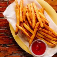 Papas Fritas · French fries. Vegan. Gluten-Free. Contains soy and nightshades. We cannot make substitutions.