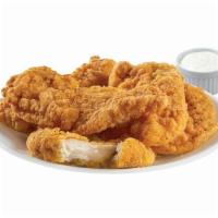 Crispy Chicken Tenders · Crispy chicken tenders (3 or 5 piece) with the option to add a sauce.