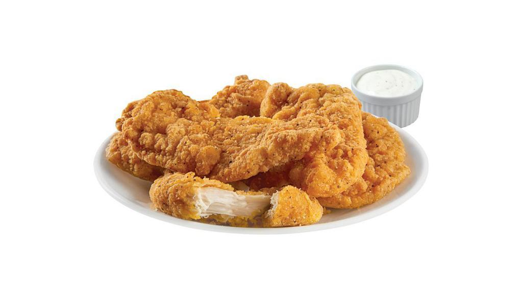 Crispy Chicken Tenders · Crispy chicken tenders (3 or 5 piece) with the option to add a sauce.