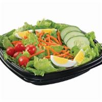 Gtg Garden Salad With Chicken · Comes with grilled chicken, tomatoes, carrots, cucumbers, hard boiled egg, cheddar cheese, a...