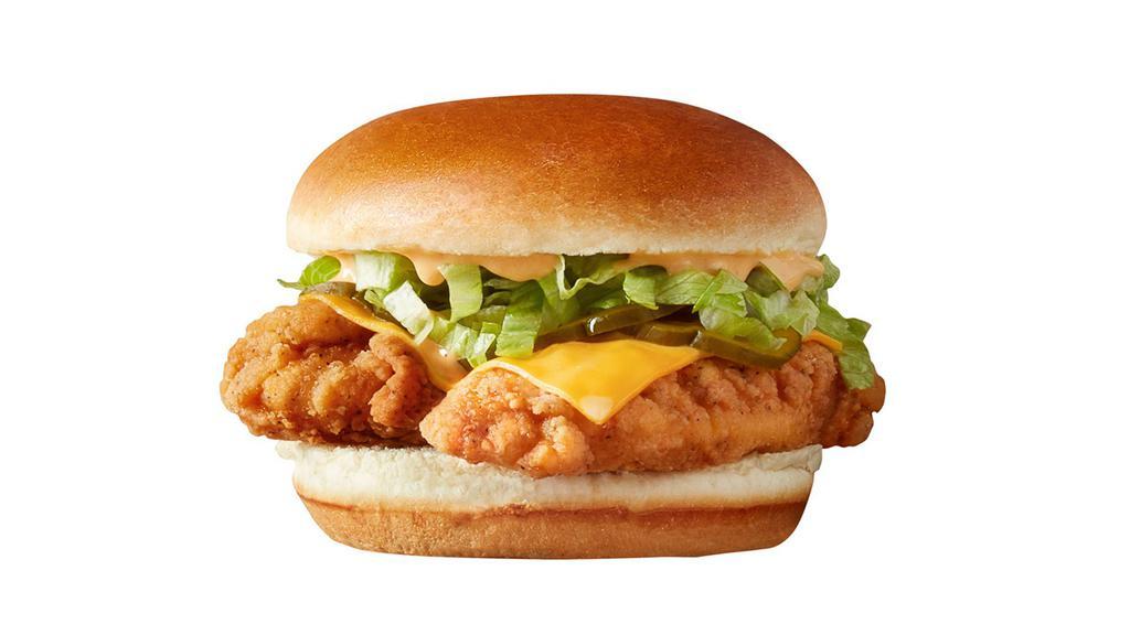 Classic Breaded Chicken Sandwich · Crispy chicken on brioche bun with American cheese,
pickles, lettuce, and All American sauce.