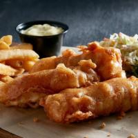 Beer-Battered Fish & Chips · Celtic specialty. Samuel Adams® beer-battered cod, french fries, coleslaw, tartar sauce.