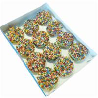 Sprinkle Sugar Dozen · A dozen of our deliciously frosted and sprinkled sugar cookies in our case colors. Specific ...