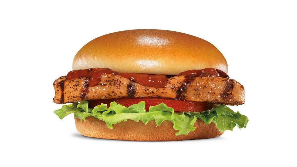 Bbq Grilled Chicken · A charbroiled chicken breast, BBQ Sauce, tomato and lettuce, served on a seeded bun.