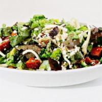 Chopped Salad · Red Leaf, Pancetta, Pepperoni, Roasted Peppers, Gorgonzola, chickpeas and red wine vinaigrette