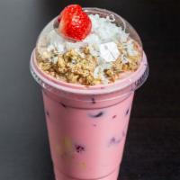 Strawberry Yogurt · Freshly made in house daily strawberry yogurt. Served in your choice of size, fruits and top...