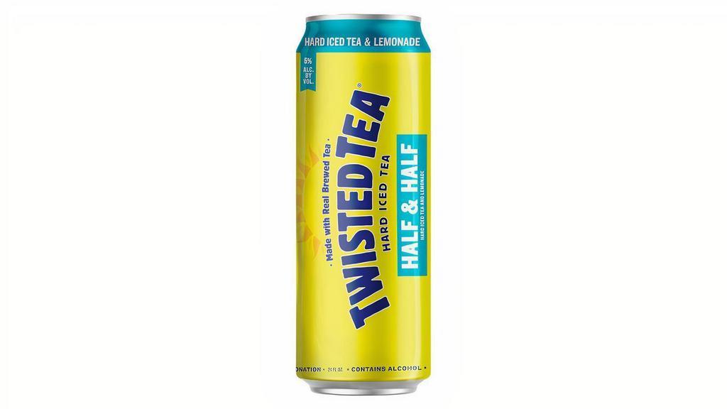 Twisted Tea Half & Half 24Oz Can · Half iced tea, half lemonade-- Half & Half combines both classic flavors for the ones who need a little something extra (and if it’s because you just can’t make up your mind, that’s okay too.)