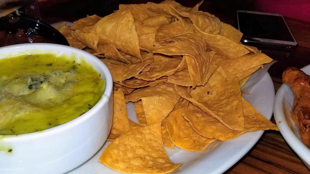 Nachos · Tortilla chips topped with pico de gallo, black olives, cilantro, sour cream, guacamole and 3 types of cheeses. Add chicken or beef for additional charge