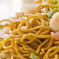 Shrimp Lo Mein · Served with soft noodles.