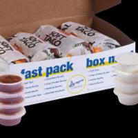 Sausage Burrito Fast Pack · Eight Sausage Breakfast Burritos served with 8 Spicy Salsas and 8 FREE Amigos Famous Ranch.