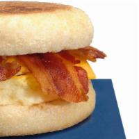 Egg Sandwich · Sausage or bacon topped with an egg patty and slice of American cheese served on an English ...