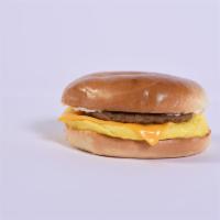 Bagel Bun Sandwich Combo Meal · Sausage patty or bacon, egg patty, American cheese and mayonnaise, all on a soft bagel bun.
