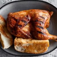 Half Chicken · Bone-in chicken, smoked over local hickory and served with Texas toast