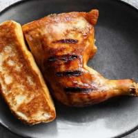 Leg/Thigh · A hickory-smoked quarter chicken—just the dark meat—served with Texas toast