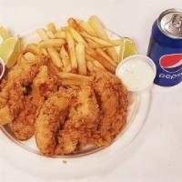 Special · French fries & soda Choose One of the following: Six pieces of Wings, four Chicken Tenders, ...