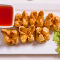 Crab Rangoon  (6 Pieces) · Imitation crab meat, onions, cream cheese, flash fried in wonton shell, served with sweet an...