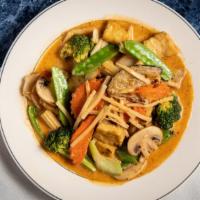Seafood Vegetable Curry · Gluten-free. Broccoli, bamboo shoots, celery, mushrooms shrimp, napa, peapods, water chestnu...