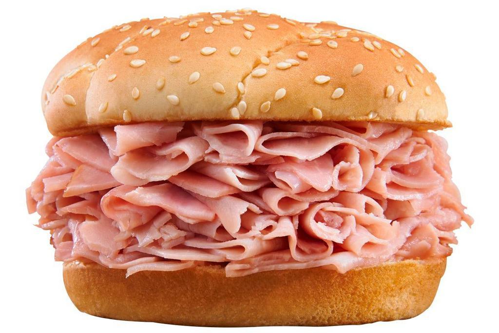 Ham · Our extra lean, natural, hickory-smoked, hand-crafted ham is thinly shaved and piled high on our signature toasted bun.