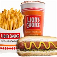 Hot Dog Meal · Two 100% beef hot dogs, regular natural-cut fries, and a regular drink.