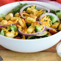 Garden · Cucumber, tomato, green pepper, red onion, broccoli, cheddar, croutons. Dressing of choice.
