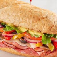 The Italian  · Black Forest ham, salami, provolone, house-roasted multicolored peppers, spring mix, tomato,...