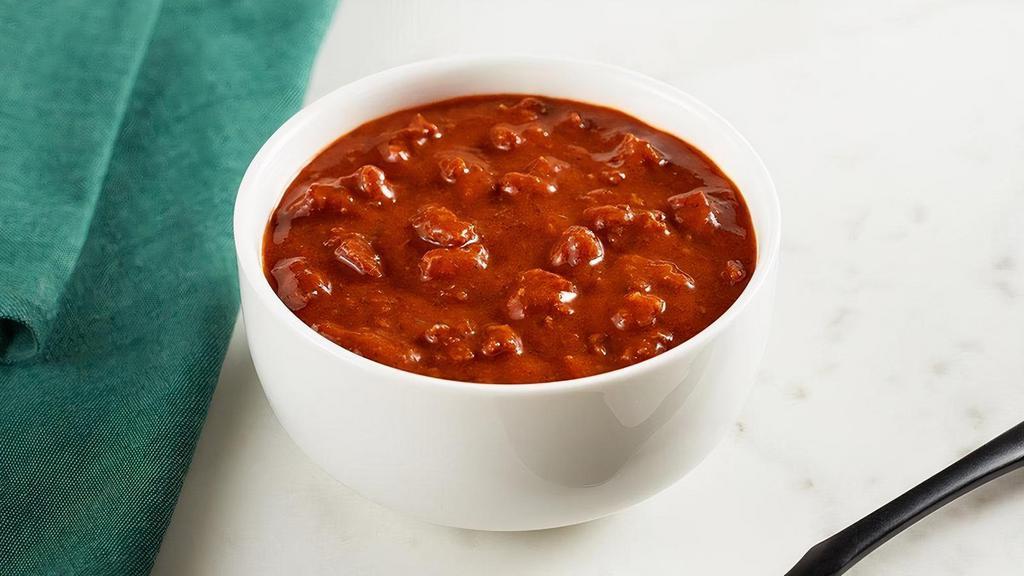 Chili · Filled with beef, beef and more beef to give it a hearty flavor that will warm your heart.