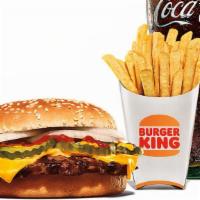 Single Quarter Pound King Meal · Featuring flame-grilled 100% beef, topped with all of our classic favorites: American cheese...