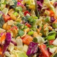 Thai Crunch Salad · Red & Napa cabbage blend, carrots, cucumber, red bell pepper, edamame, green onion, cilantro...