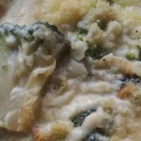Broccoli Au Gratin · Newest side to the creation family. Broccoli florets baked in olive oil and kosher salt. I m...